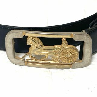 セリーヌ(CELINE)のCELINE セリーヌ 馬車 バックル レザー ベルト ブラック(ベルト)
