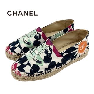 シャネル(CHANEL)のシャネル CHANEL フラットシューズ 靴 シューズ キャンバス マルチカラー ココマーク エスパドリーユ(スリッポン/モカシン)