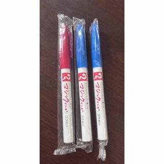 マジックインキ　ゴクホソ　赤青　M-700 油性　3本(ペン/マーカー)