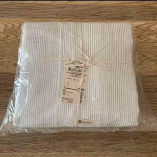 ムジルシリョウヒン(MUJI (無印良品))の新品 麻平織 掛けふとんカバー シングル オフ白×生成ストライプ(シーツ/カバー)