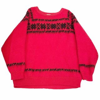 セリーヌ(CELINE)の【中古】 CELINE セリーヌ 2A33P1200 21AW ブラッシュドウールクルーネックニット セーター L 赤 黒 厚手 長袖 メンズ 25009476 MK(ニット/セーター)