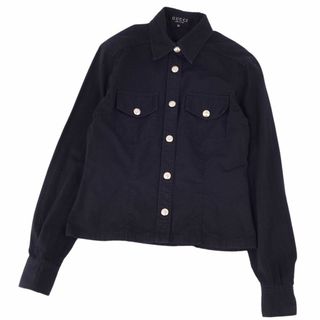 グッチ(GUCCI)の美品 グッチ GUCCI トムフォード期 1996年 シャツ ブラウス ロングスリーブ 長袖 ロゴボタン コットン トップス 38(S)(シャツ/ブラウス(長袖/七分))