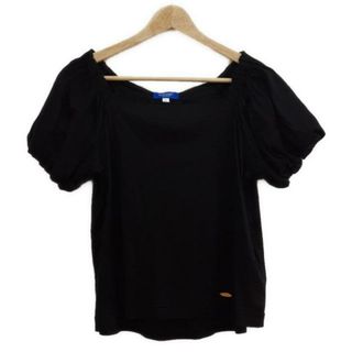 ブルーレーベルクレストブリッジ(BLUE LABEL CRESTBRIDGE)のBLUE LABEL CRESTBRIDGE(ブルーレーベルクレストブリッジ) 半袖カットソー サイズ38 M レディース美品  - 黒×ボルドー×マルチ リボン(カットソー(半袖/袖なし))