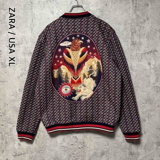 ザラ(ZARA)の* 【完売品】ZARA ザラ 総刺繍 ジャガード ブルゾン 蛇 虎 鷲 XL(ブルゾン)
