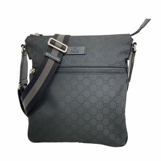 グッチ(GUCCI)の★最終価格【5dd5880】グッチ ショルダーバッグ GGナイロン 449184 ナイロン ブラック グレー シルバー金具【中古】メンズ(ショルダーバッグ)