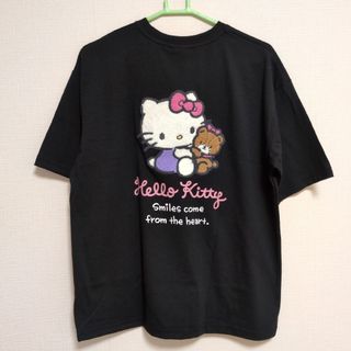 サンリオ(サンリオ)のハローキティ　サガラ刺繍　Tシャツ　М　ブラック　サンリオ(Tシャツ(半袖/袖なし))
