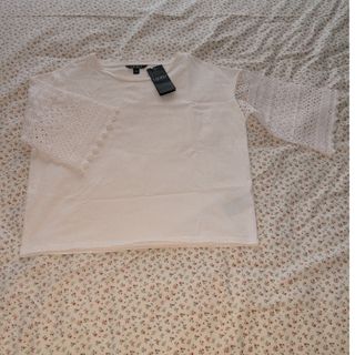 ラルフローレン(Ralph Lauren)のタグ有り‼️袖レース‼️綿100%‼️ホワイト オーバーサイズ カットソー‼️(カットソー(半袖/袖なし))