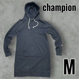 チャンピオン(Champion)のチャンピオン　ロングパーカー　ワンピース　ネイビー　ロゴ　ワンポイント　【M】(パーカー)