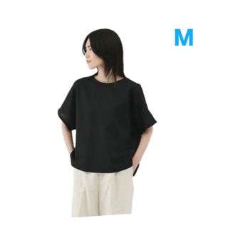 MUJI (無印良品) - 無印良品   婦人　ヘンプ　コットン半袖ブラウス　 婦人M  黒 