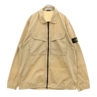 ストーンアイランド(STONE ISLAND)のSTONE ISLAND ストーンアイランド Brushed Cotton Canvas Zip Overshirt ロゴワッペン ジップアップ長袖シャツ ベージュ 7715101WN(シャツ)