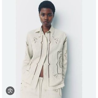 ZARA - 新品　ZARA リネン混刺繍セットアップ　XS 