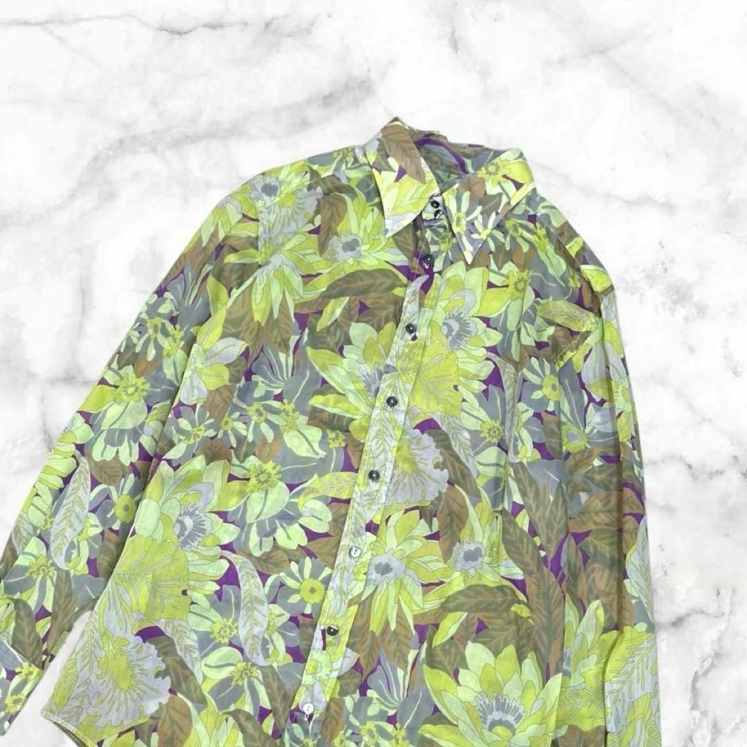DOLCE&GABBANA(ドルチェアンドガッバーナ)の【美品】ドルチェ&ガッバーナ　花柄ドレス シャツ　シアー　フラワー総柄　Y2K メンズのトップス(Tシャツ/カットソー(七分/長袖))の商品写真