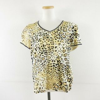 レオナール(LEONARD)のレオナール LEONARD カットソー Vネック 半袖 ヒョウ柄 ベージュ LL(カットソー(半袖/袖なし))