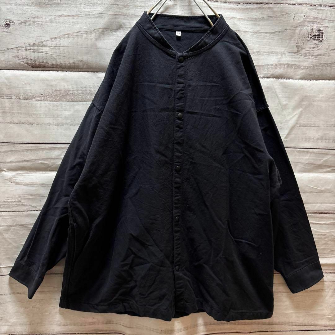 MUJI (無印良品)(ムジルシリョウヒン)のmuji labo ハーフスナップボタンシャツ M-L 紺色 無印良品 メンズのトップス(シャツ)の商品写真