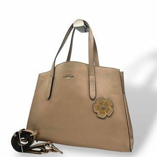 コーチ(COACH)のcoach コーチ　ハンドバッグ　2way　茶　レザー　フラワーモチーフ　s10(ハンドバッグ)