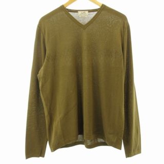 エルメス(HERMES)のエルメス HERMES 極美品 希少 Ｈロゴ ニット セーター 茶系  L(ニット/セーター)