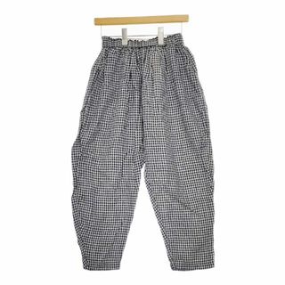 Ichi Antiquites チェック リネン ウエストゴム イージー パンツ ブルー グレー レディース イチアンティークス【中古】5-0426M∞(その他)