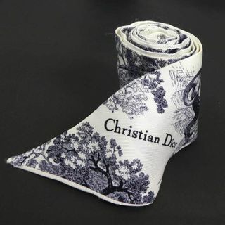 クリスチャンディオール(Christian Dior)のクリスチャンディオール Christian Dior スカーフ シルク オフホワイト/ネイビー レディース 送料無料【中古】 w1115a(バンダナ/スカーフ)