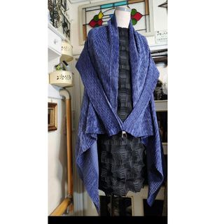 イッセイミヤケ(ISSEY MIYAKE)の美品　ISSEY MIYAKE　イッセイミヤケ　総プリーツ　カーディガン　羽織り(カーディガン)