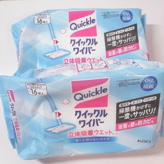 カオウ(花王)のクイックルワイパー 立体吸着ウエットシート 香りが残らないタイプ 16枚入(日用品/生活雑貨)