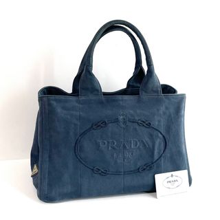 PRADA - 【美品】PRADA プラダ トートバッグ カナパ ロゴジャガード ブルー