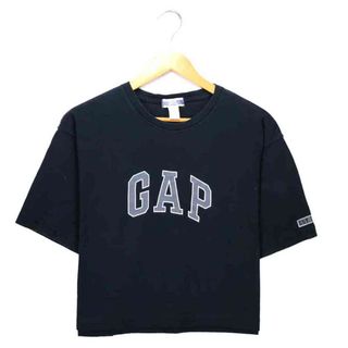 ギャップ(GAP)のGAP ギャップ リメイク ショートTシャツ ブラック 半袖 プリント ショート丈 ロゴ 丈短 Y2K Black 黒  古着【中古】wv2101-1709(Tシャツ(半袖/袖なし))