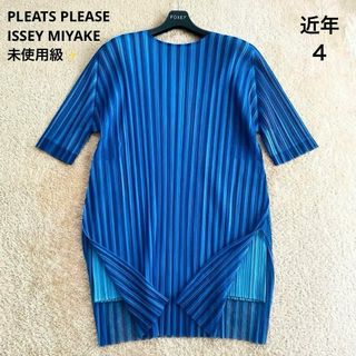 プリーツプリーズイッセイミヤケ(PLEATS PLEASE ISSEY MIYAKE)の✨未使用級✨近年 プリーツプリーズ イッセイミヤケ チェック丈シフォンワンピース(ひざ丈ワンピース)