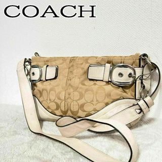 コーチ(COACH)の美品✨COACH コーチショルダーバッグハンドバッグブラウン茶シグネチャー総柄(ショルダーバッグ)