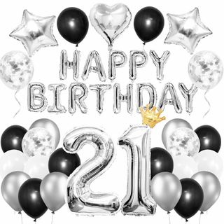 【特価セール】誕生日 バルーン 21歳 バースデー 飾り 風船 セット 数字バル(その他)