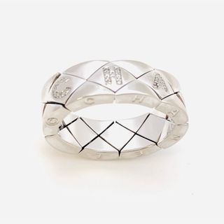 シャネル(CHANEL)の美品　シャネル　マトラッセ リング　キルティング ロゴ ダイヤモンド K18WG(リング(指輪))