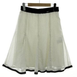 クレージュ(Courreges)のクレージュ スカート ウエストゴム ストライプ ドット アイボリー 黒 40(ひざ丈スカート)