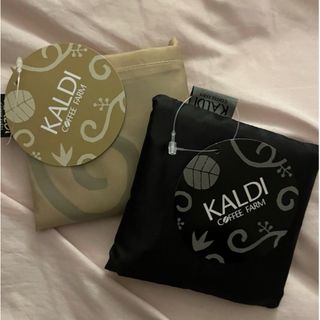 カルディ(KALDI)のカルディ　エコバッグ　ノベルティ　ブラック　ベージュ(ノベルティグッズ)