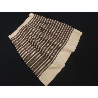 クレージュ(Courreges)のCourreges クレージュ ボーダー タック フレア スカート size38/ベージュx茶 ■◇ レディース(ひざ丈スカート)