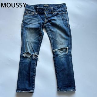 マウジー(moussy)のマウジー　7分丈　パンツ　Y2K ダメージジーンズ　26(デニム/ジーンズ)