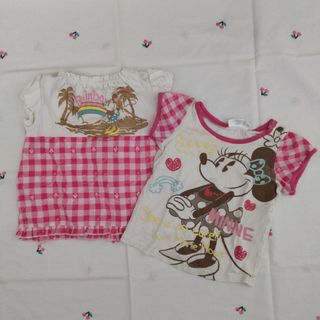 ディズニー(Disney)のミニーマウス ディズニー チェック サーフ Tシャツ トップス カットソー(Tシャツ/カットソー)