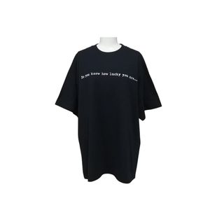 VINTAGE ヴィンテージ 00's Do you know how lucky you are... メッセージTシャツ サイズL プリント ブラック ホワイト 美品 中古 4b001555(Tシャツ(半袖/袖なし))