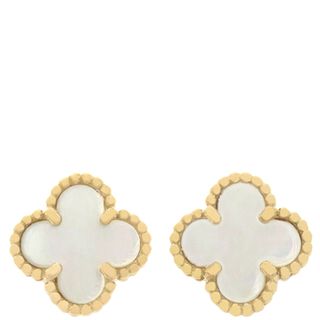 ヴァンクリーフアンドアーペル(Van Cleef & Arpels)のヴァンクリーフアーペル Van Cleef & Arpels ピアス スウィート アルハンブラ K18YG マザーオブパール パールホワイトXイエローゴールド 750YG 18K VCARA44800 【保証書】【中古】(ピアス)