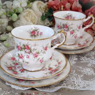 ウェッジウッド(WEDGWOOD)の素敵　英国パラゴン　ビクトリアナローズ　トリオ２客　カップ＆ソーサー　F9(グラス/カップ)