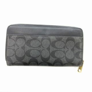 コーチ(COACH)のコーチ 長財布 ウォレット シグネチャー ラウンドファスナー PVC 黒(長財布)