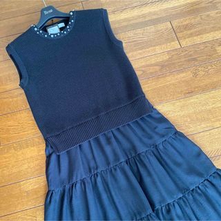 René - ルネ rene ビジュー付きノースリーブニットマキシ丈ワンピース
