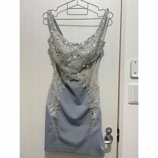 エンジェルアール(AngelR)の【IRMA】シルバービジュー×ブルーグレー ドレス／Sサイズ／使用感あり(ナイトドレス)