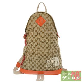 グッチ(GUCCI)の【中古】GUCCI グッチ GGキャンバス ノースフェイスコラボ リュック リュックサック ベージュ系 オレンジ 650288 レディース【質屋】(リュック/バックパック)