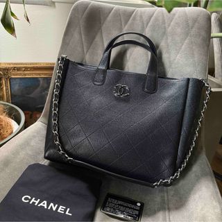 CHANEL - CHANEL マトラッセ キャビアスキン 2WAYチェーン トート ブラック
