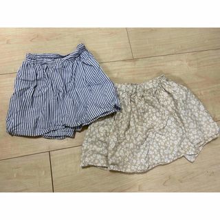 120 ショートパンツ2点まとめ　ストライプ、花柄