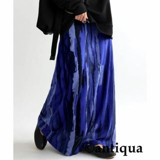 アンティカ(antiqua)の【antiqua】絶妙配色×アート柄『アート柄パターンスカート』【アンティカ】(ロングスカート)