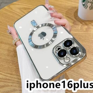 iphone16plusケース  無線 磁気 ワイヤレス充電 シルバー 1(その他)