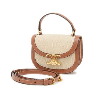 CELINE - セリーヌ ミニ ブザス クレア 2WAYバッグ キャンバス ナチュラル/ブラウン