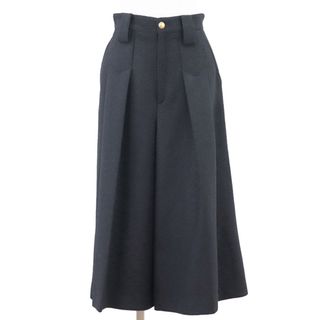 グッチ(GUCCI)の【新品同様】GUCCI グッチ パンツ ワイド クロップド ロゴ 金ボタン ガウチョ ウール ツイード ボトムス レディース サイズ 38 ブラック 黒(カジュアルパンツ)