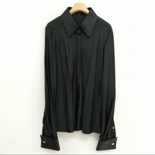 グッチ(GUCCI)のトムフォード期 シルク ブラウス ドレスシャツ カフス 比翼 美品 44(シャツ/ブラウス(長袖/七分))