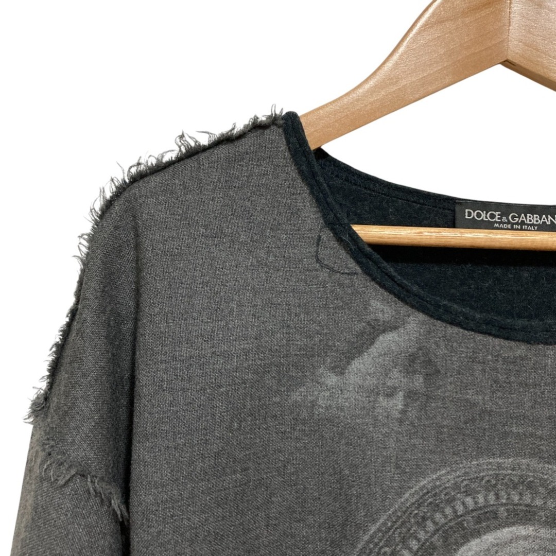 DOLCE&GABBANA(ドルチェアンドガッバーナ)の美品 DOLCE&GABBANA ドルチェ＆ガッバーナ マリアプリント ハーフスリーブ カットオフ Tシャツ カットソー I44 グレー メンズ 古着 中古 USED メンズのトップス(Tシャツ/カットソー(七分/長袖))の商品写真